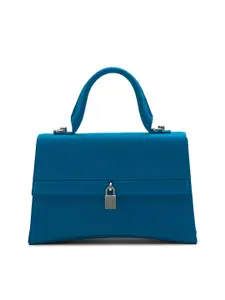 MIRAGGIO Blue Structured Satchel Handbag with Detachable Sling Strap