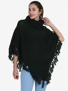 JoE Hazel Women Olive Green Acrylic Poncho