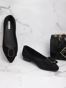 ELLE Women Black Embellished Ballerinas Flats