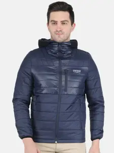 Monte Carlo Men Navy Blue Hooded Padded Jacket
