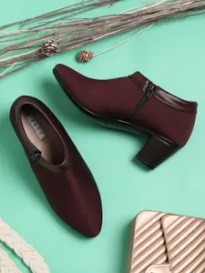 ELLE Women Maroon Block Heel Regular Boots