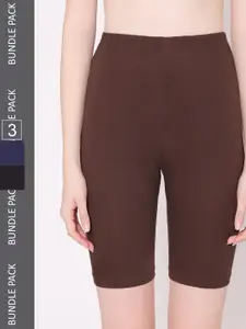 Bodycare Women Black Skinny Fit High-Rise Cycling Sports Shorts