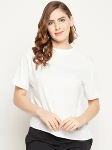 Clovia Women White Pure Cotton  Lounge Tshirts