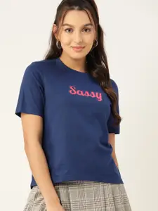 DressBerry Women Typography Printed Cotton T-shirt