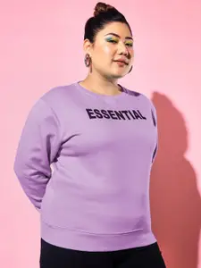 BEYOUND SIZE - THE DRY STATE Women Pink Printed Fleece  Sweatshirt