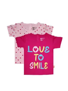 Bodycare Kids Girls Pack of 2 Pink Printed Cotton T-shirt