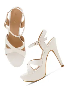 EVERLY White Textured Stiletto Heels