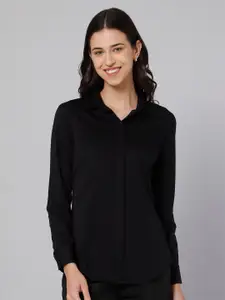 Cantabil Women Black Cotton Casual Shirt