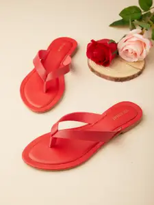 Vishudh Women Red Open Toe Flats
