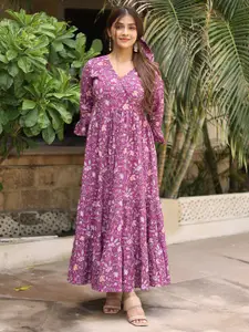 GULAB CHAND TRENDS Floral Printed Cotton Maxi Ethnic Dresses