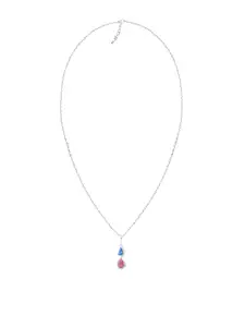 GIVA Women 925 Sterling Silver Blue and Pink Stone Pendant with Link Chain