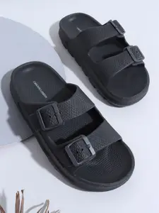 Carlton London Men Grey Rubber Sliders