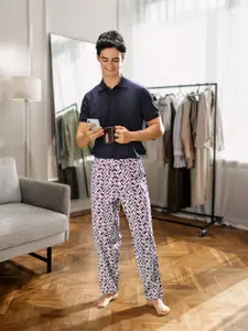 Pepe Jeans Men Red Printed Cotton Lounge Pants