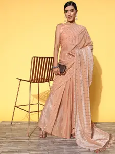 Satrani Striped Sequinned Embellished Saree
