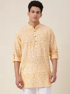 Fabindia Men Printed Mandarin Collar Cotton Kurta