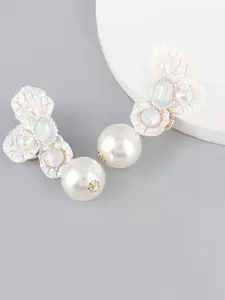 AVANT-GARDE PARIS White & Gold Plated Contemporary Drop Earrings