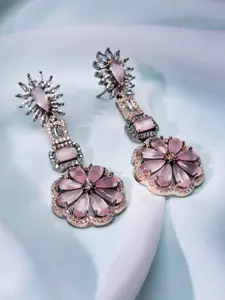 justpeachy Pink & Rose Gold Plated Contemporary Drop Earrings