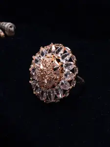 justpeachy Rose Gold-Plated Rose Gold American Diamond Ring
