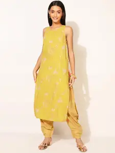 Fabindia Women Yellow Floral Printed Floral Kurta