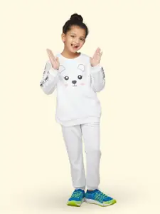 Zalio Girls White & Black Printed Top with Pyjamas