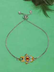 DIVA WALK Women Silver-Toned & Red Brass Silver-Plated Charm Bracelet