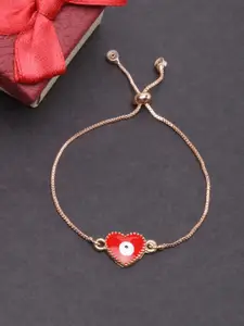 DIVA WALK Women Rose Gold & Red Brass Rose Gold-Plated Charm Bracelet