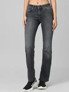 ONLY Women Black Flared High-Rise Highly Distressed Jeans