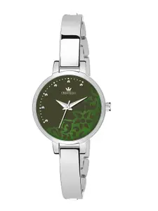 CRESTELLO Women Green Printed Dial Stainless Steel Bracelet Style Analogue Watch CR-JWL126