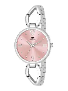 CRESTELLO Women Pink Dial Stainless Steel Bracelet Style Analogue Watch CR-DZL132