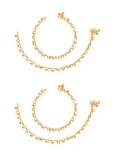 AanyaCentric Set of 4 Gold-Plated & Beaded Anklets