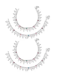 AanyaCentric Set Of 2 Silver-Plated Anklets