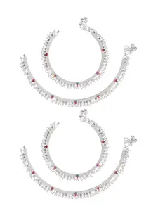 AanyaCentric Set of 2 Silver-Plated & Beaded Anklets