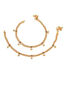AanyaCentric Set Of 2 Gold-Plated Anklets