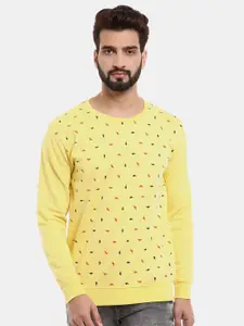 V-Mart Men Yellow Printed Sweatshirt