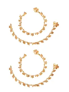 AanyaCentric Gold-Plated & Gold -Toned Beaded Anklets