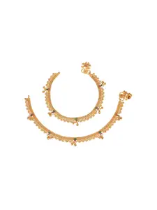 AanyaCentric Set Of 2 Gold-Plated Anklets
