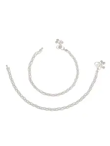 AanyaCentric Set Of 2 Silver Plated Anklets