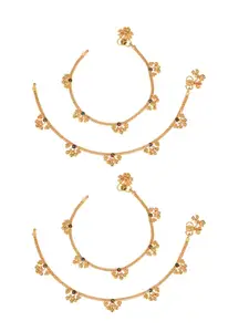 AanyaCentric Set of 2 Gold-Plated & Beaded Anklets