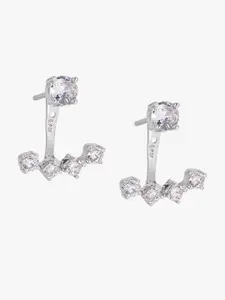 March by FableStreet Silver-Toned & Rhodium Plated Classic Studs Earrings