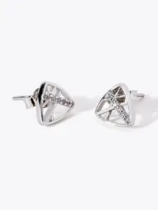 March by FableStreet Silver-Toned & Silver Plated Classic Studs Earrings