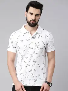 Kryptic Men Printed Polo Collar Pure Cotton T-shirt