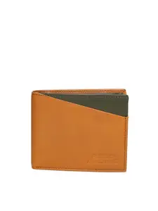 Flying Machine Men Tan Brown Solid Two Fold Leather Wallet