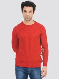 Cloak & Decker by Monte Carlo Men Red Cable Knit Acrylic Pullover Sweater