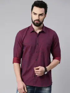 Kryptic Men Red Pure Cotton Casual Shirt