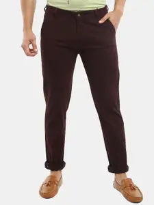 V-Mart Men Red Classic Slim Fit Chinos Trousers