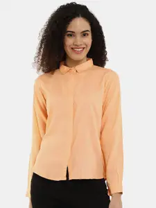 V-Mart Women Peach Cotton Casual Shirt