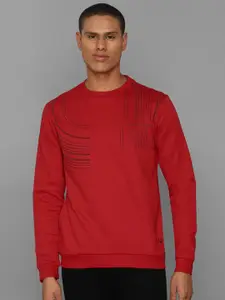 Allen Solly Men Red Cotton Printed Sweatshirt