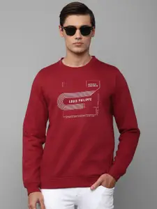 Louis Philippe Sport Men Maroon Printed Cotton Sweatshirt