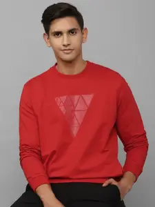 Louis Philippe Sport Men Red Printed Cotton Sweatshirt