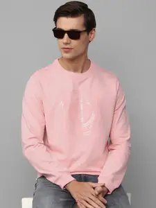 Louis Philippe Sport Men Pink Printed Cotton Sweatshirt